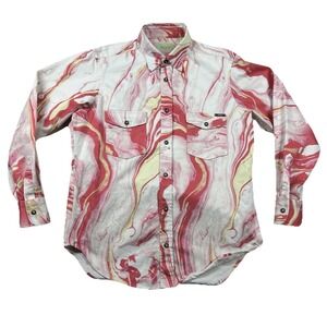 Aries Western Shirt Womens Sm Pearl Snap Marbled Country Bowling Ball Canvas